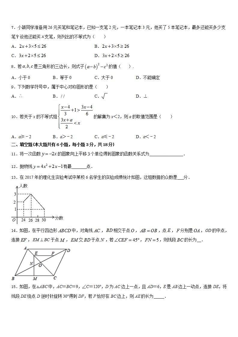2022-2023学年四川省宜宾市二中学数学七下期末学业质量监测试题含答案第2页
