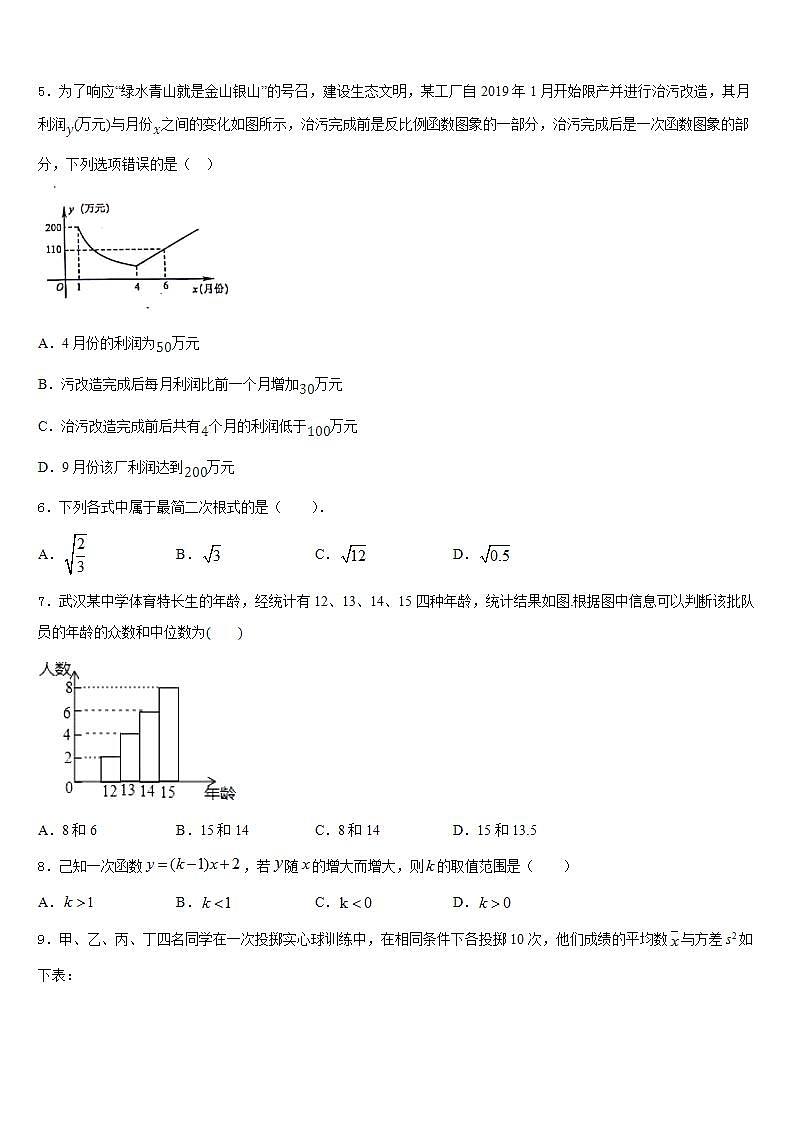 2022-2023学年四川省自贡市田家炳中学数学七年级第二学期期末学业水平测试模拟试题含答案第2页