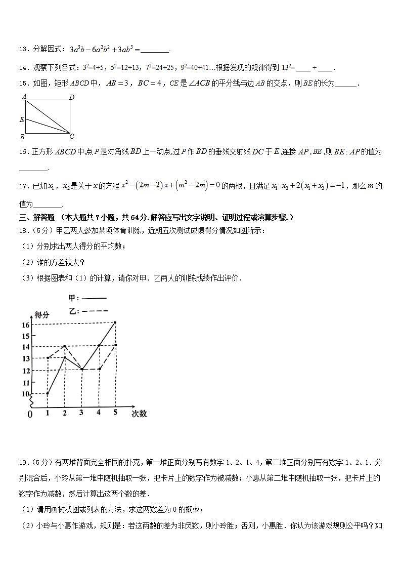 2022-2023学年安徽省安庆市区二十三校七下数学期末复习检测模拟试题含答案03