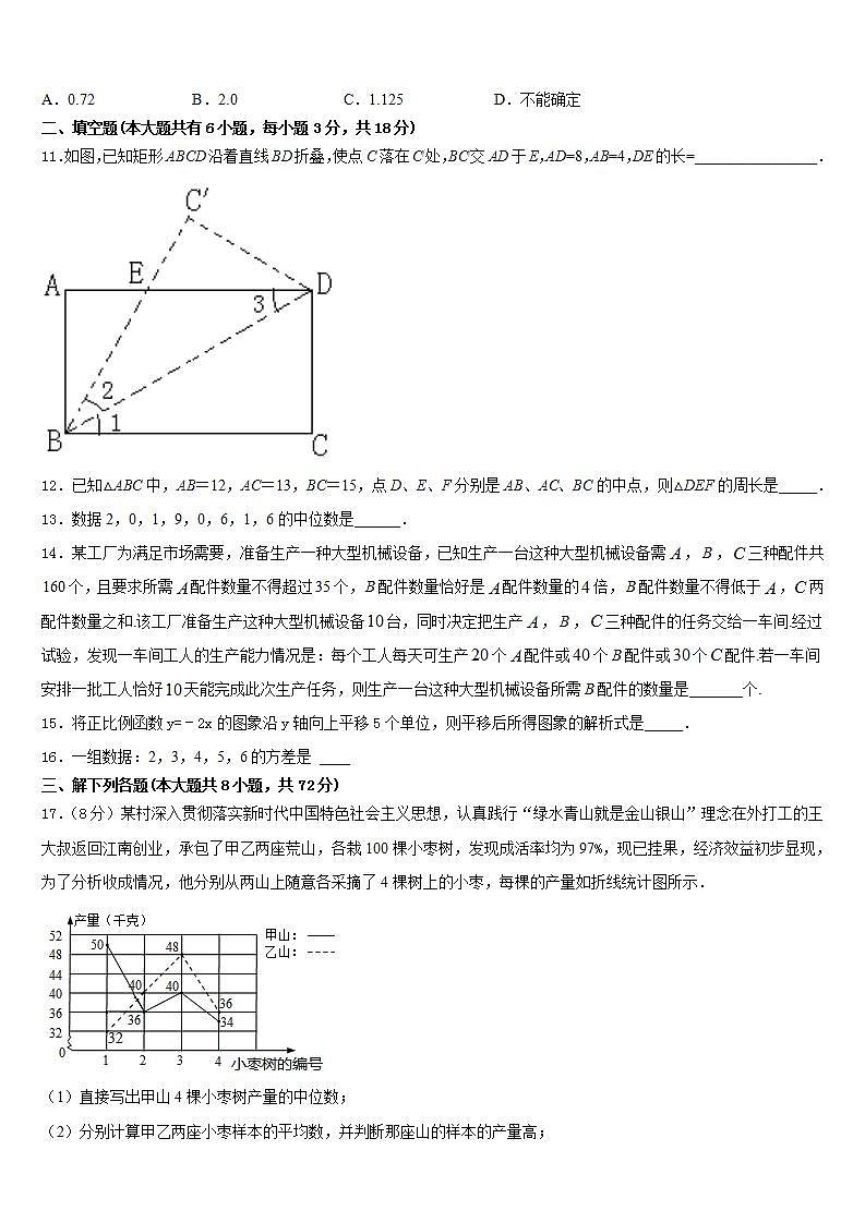 2022-2023学年安徽省芜湖市部分学校数学七下期末预测试题含答案第3页