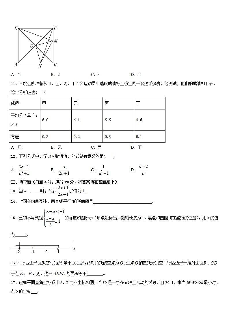 2022-2023学年安徽省蚌埠市局属学校七下数学期末联考试题含答案03