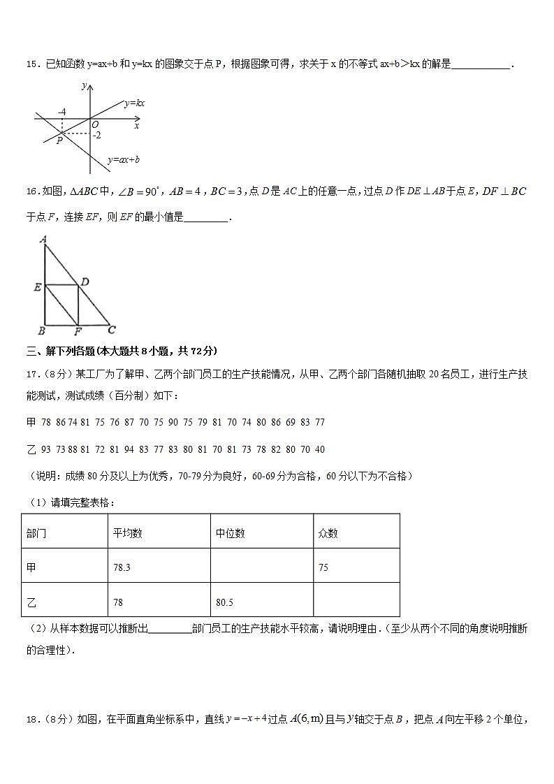 2022-2023学年安徽省阜阳太和县联考数学七下期末学业质量监测模拟试题含答案第3页