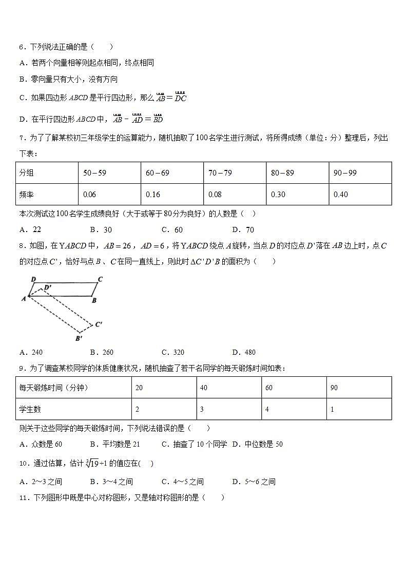 2022-2023学年山东德州12中学七下数学期末检测模拟试题含答案第2页