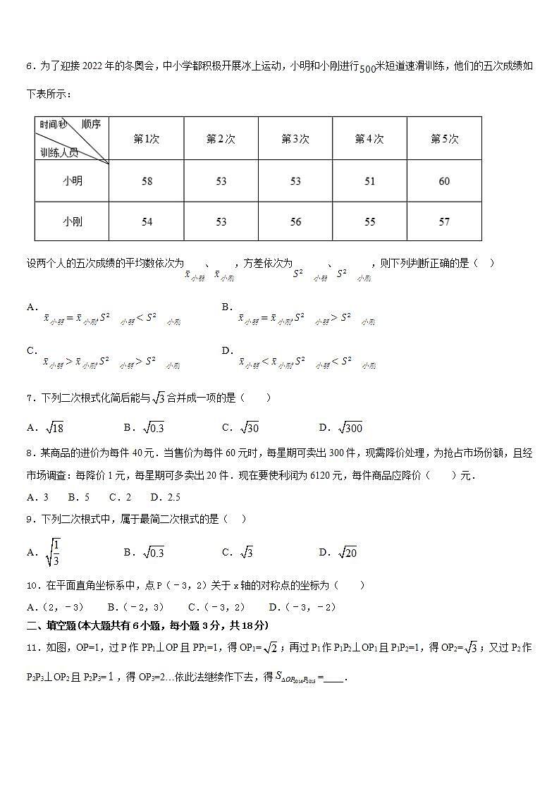 2022-2023学年山东省东昌府区梁水镇中学心中学七下数学期末考试试题含答案02