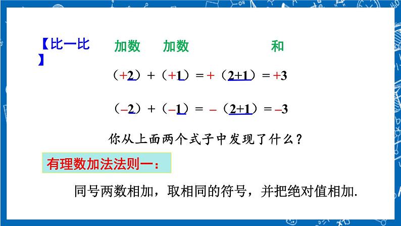 人教版数学七年级上册1.3.1《 有理数的加法（第1课时）》课件第7页