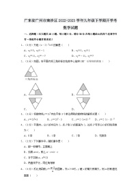 广东省广州市南沙区2022-2023学年九年级下学期开学考数学试题（文字版含答案解析）