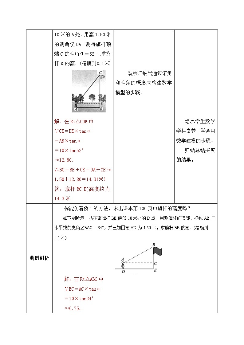 人教版数学九年级下册 28.2.2.2 《利用仰俯角解直角三角形》 课件+教案+分层练习+预习案02