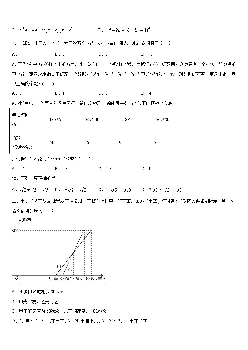 2022-2023学年山西省兴县交楼申中学数学七年级第二学期期末综合测试模拟试题含答案02