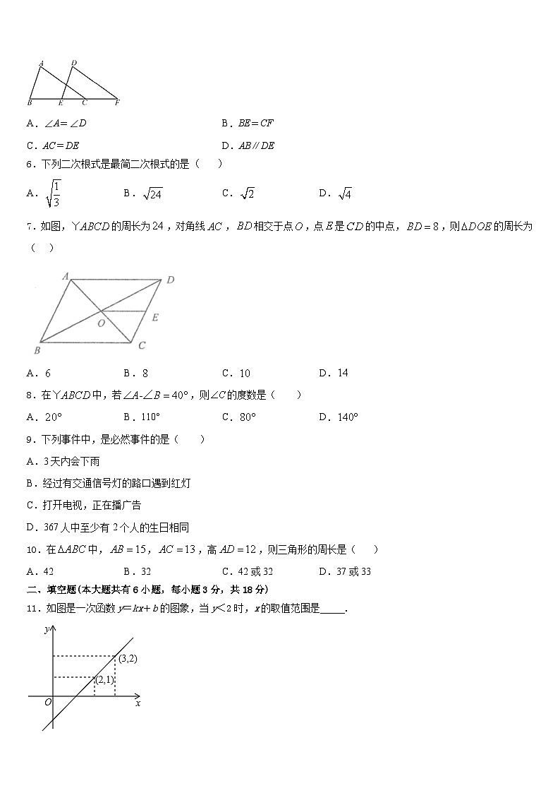 2022-2023学年山西省太原市第五十三中学七下数学期末学业质量监测模拟试题含答案第2页