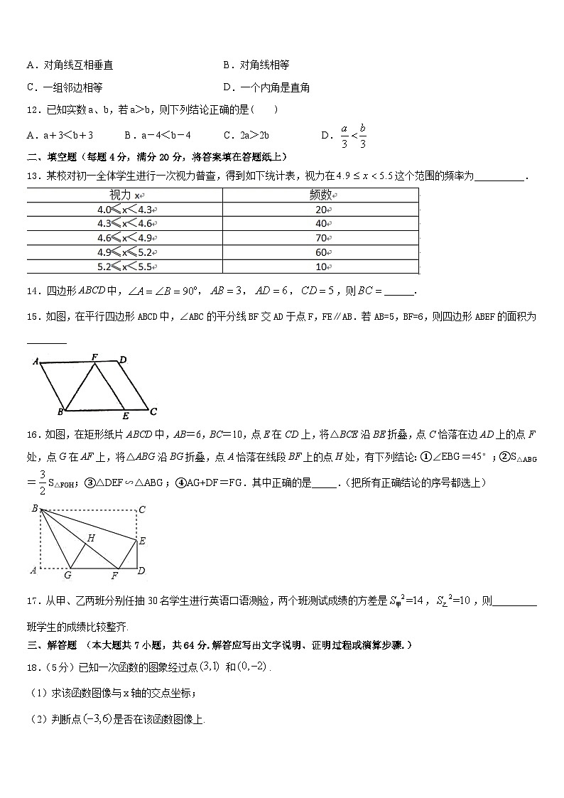 2022-2023学年广东省深圳市宝安、罗湖、福田、龙华四区数学七年级第二学期期末达标测试试题含答案第3页