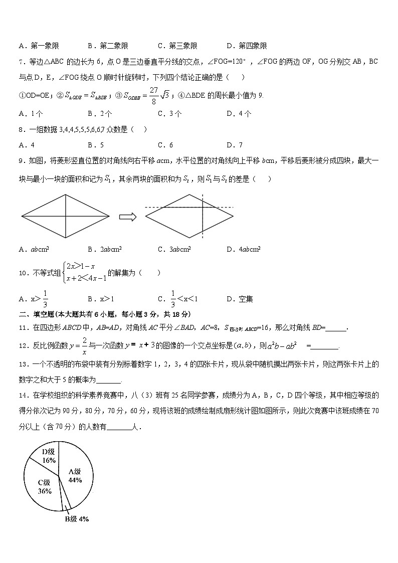 2022-2023学年江苏省南通市第一中学数学七年级第二学期期末综合测试试题含答案第2页