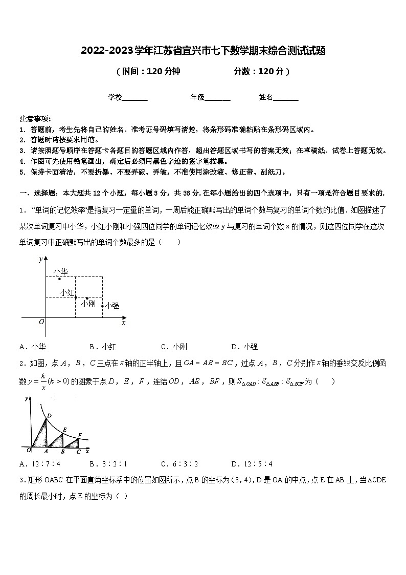 2022-2023学年江苏省宜兴市七下数学期末综合测试试题含答案第1页