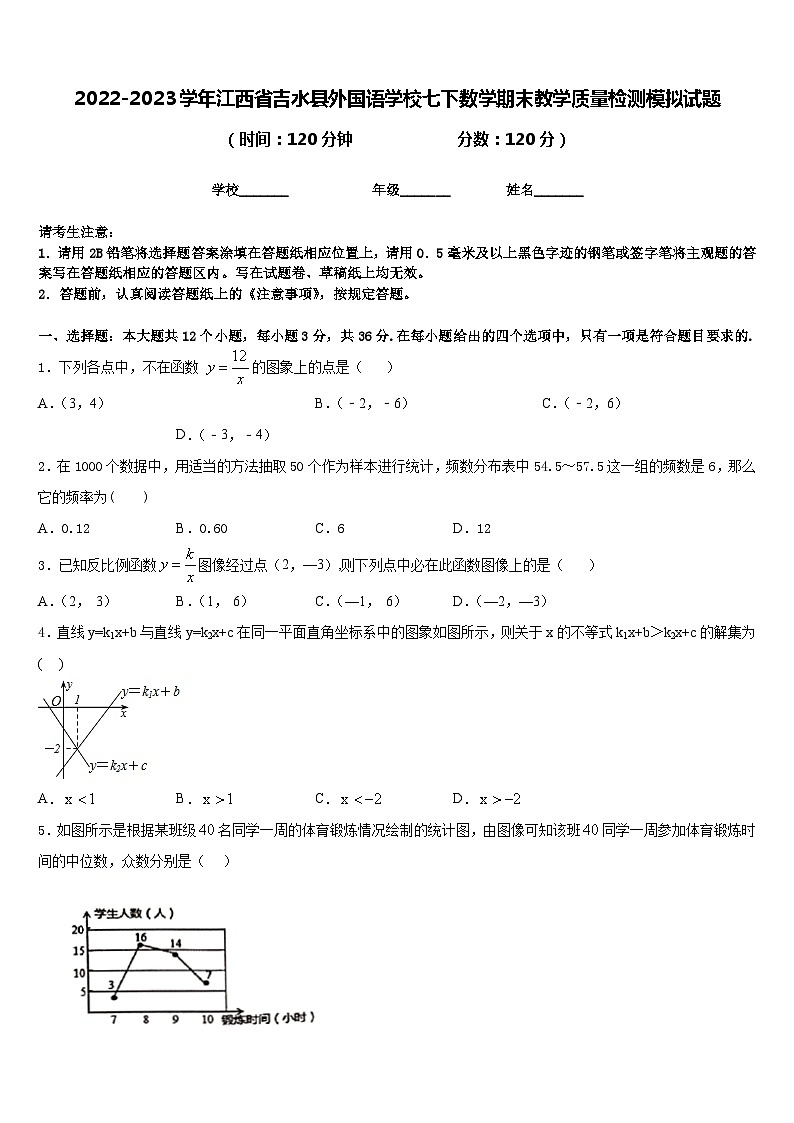 2022-2023学年江西省吉水县外国语学校七下数学期末教学质量检测模拟试题含答案01