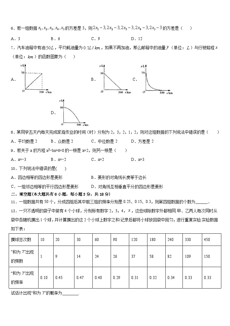 2022-2023学年河北省石家庄市同文中学七年级数学第二学期期末考试试题含答案第2页