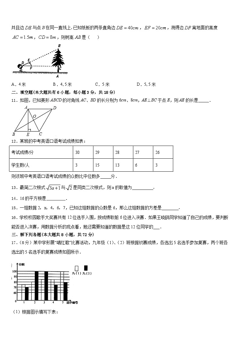 2022-2023学年浙江省宁波市宁波七中学教育集团七下数学期末复习检测模拟试题含答案03