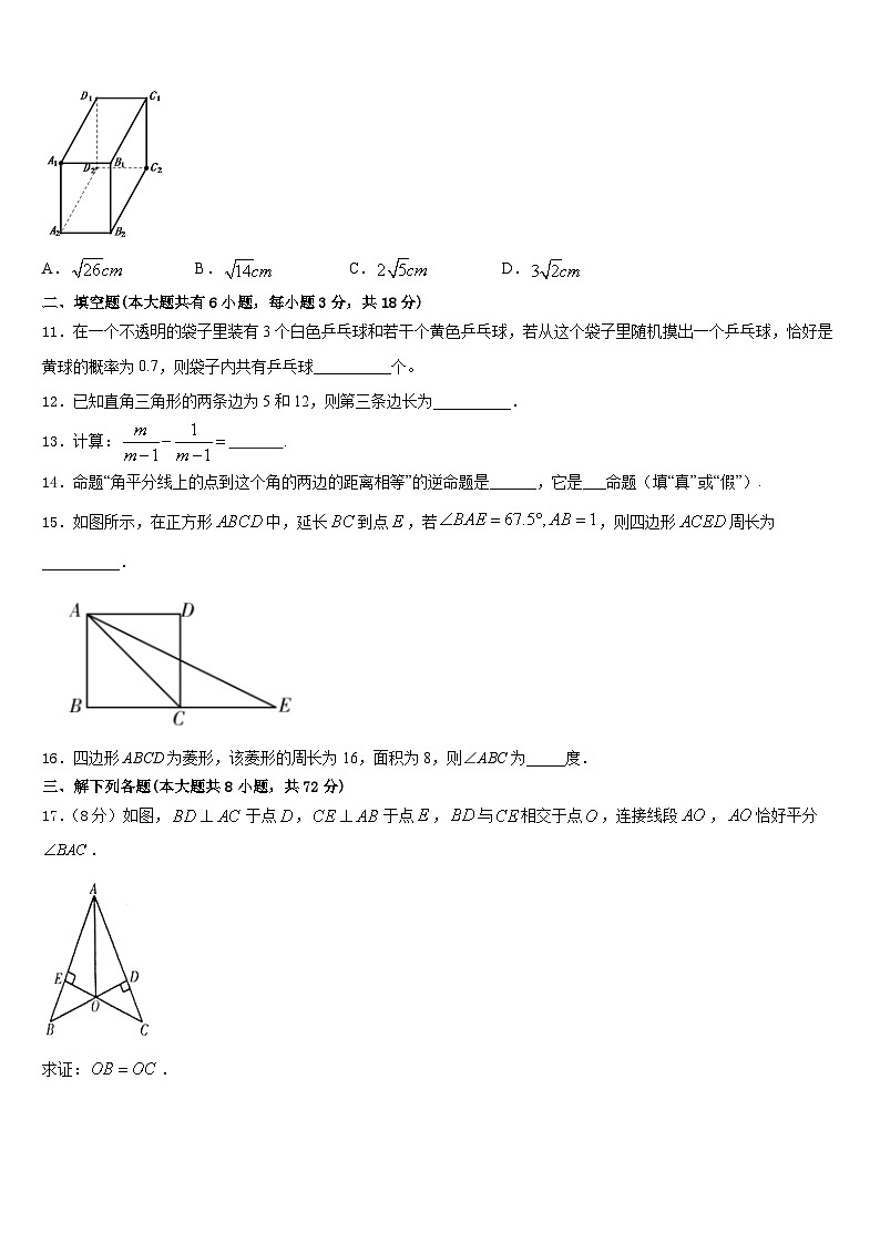 2022-2023学年浙江省湖州市第四中学数学七下期末综合测试试题含答案第3页