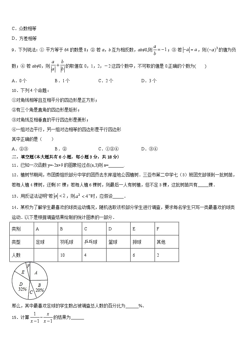 2022-2023学年湖南省娄底市第五中学数学七下期末质量检测试题含答案第3页