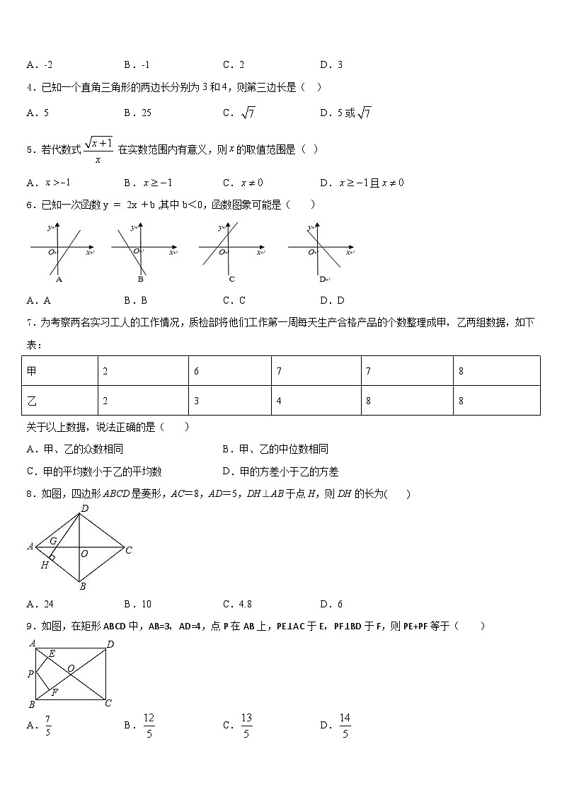 2022-2023学年湖南省耒阳市数学七下期末监测试题含答案02