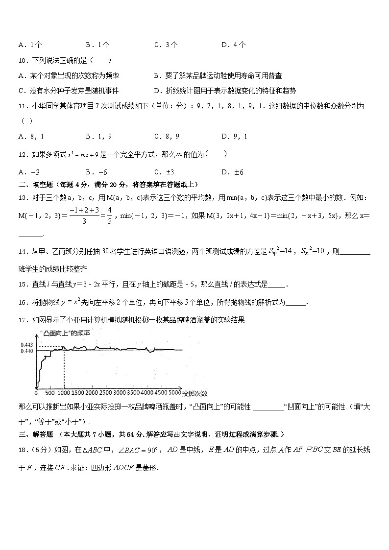 2022-2023学年湖南省长沙市师大附中教育集团第十七下数学期末联考模拟试题含答案第3页
