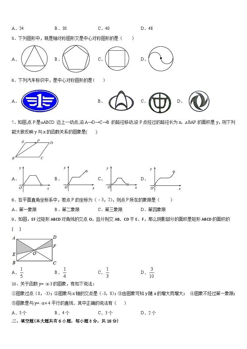 2022-2023学年湖南省长沙市雅礼实验中学数学七年级第二学期期末教学质量检测试题含答案02