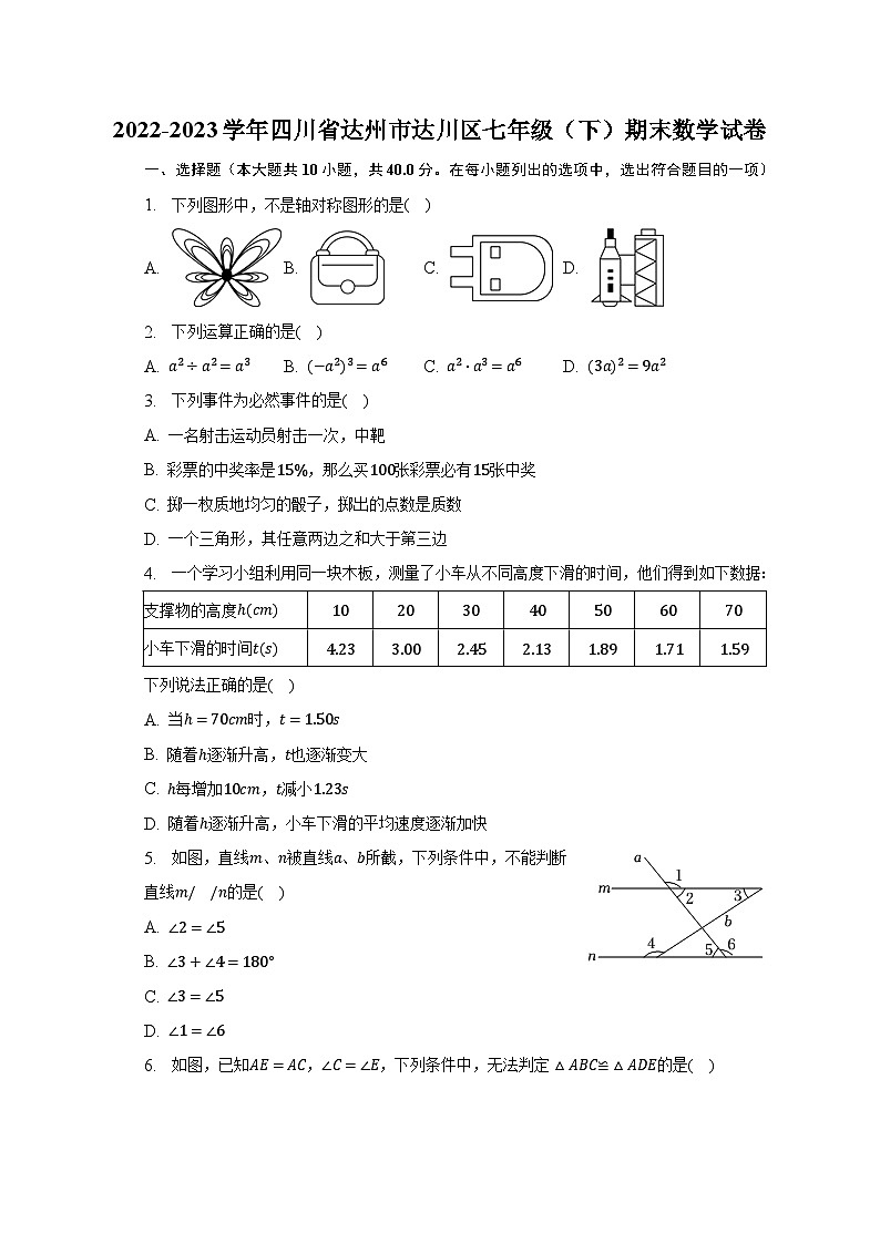 2022-2023学年四川省达州市达川区七年级（下）期末数学试卷（含解析）第1页