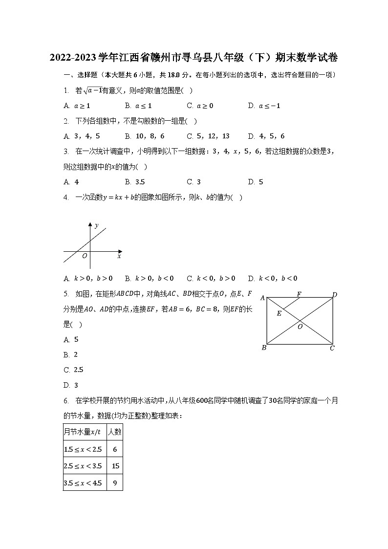 2022-2023学年江西省赣州市寻乌县八年级（下）期末数学试卷（含解析）第1页