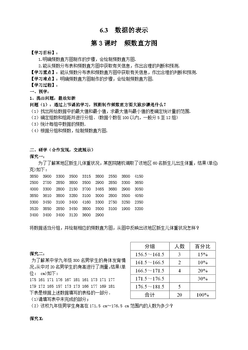 【同步学案】北师大版数学七年级上册--6.3  数据的表示（3）学案（无答案）01