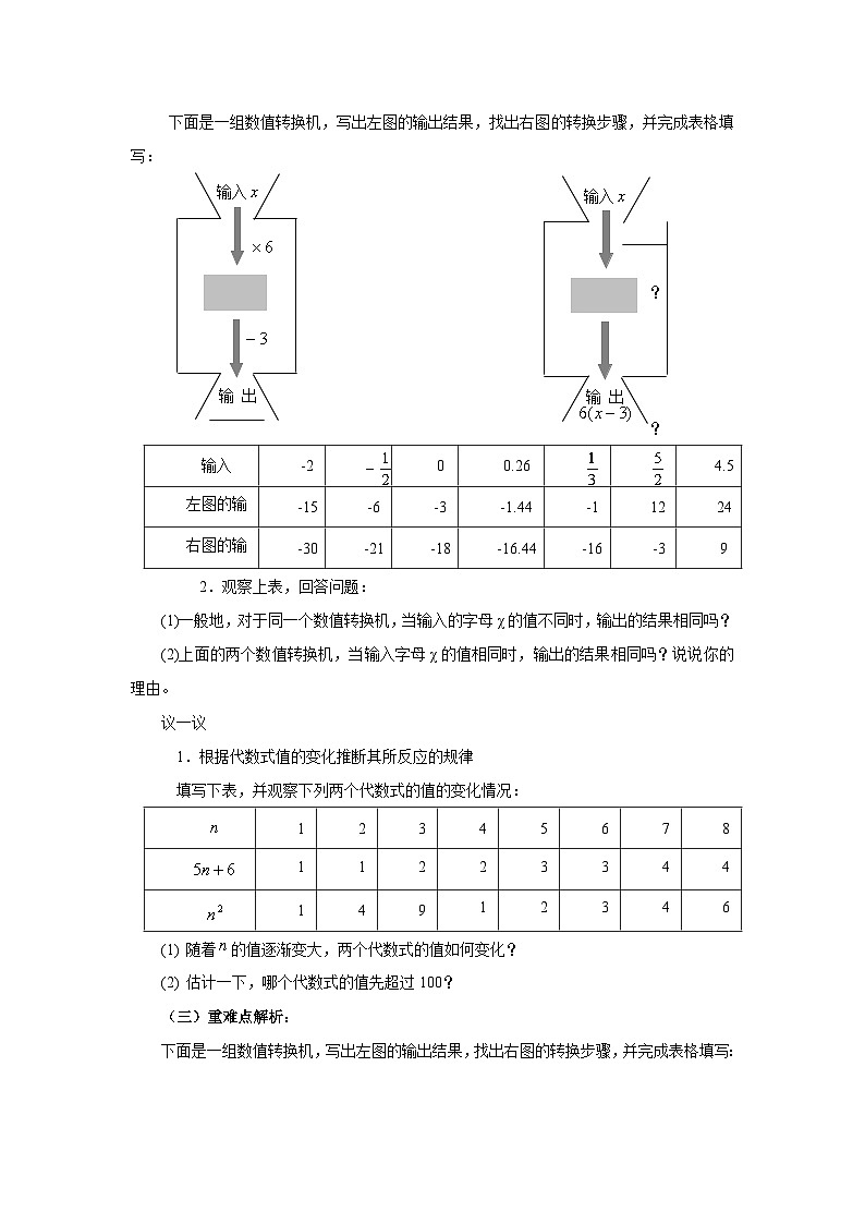 【同步教案】北师大版数学七年级上册--3.2.2代数式  教案02