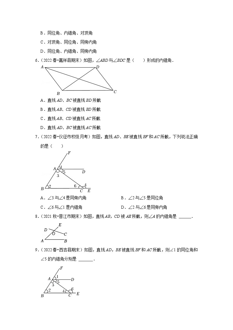专题1.2 同位角、内错角和同旁内角（专项训练）-七年级数学下册《同步考点解读•专题训练》（浙教版）02