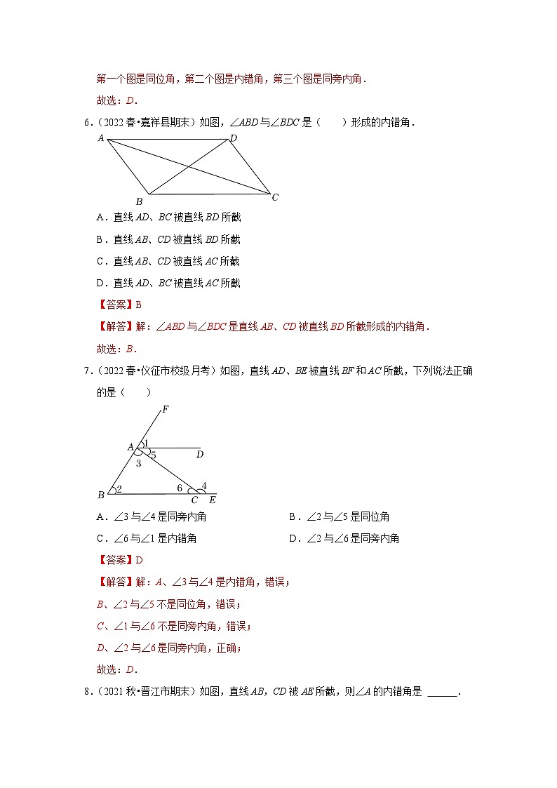 专题1.2 同位角、内错角和同旁内角（专项训练）-七年级数学下册《同步考点解读•专题训练》（浙教版）03