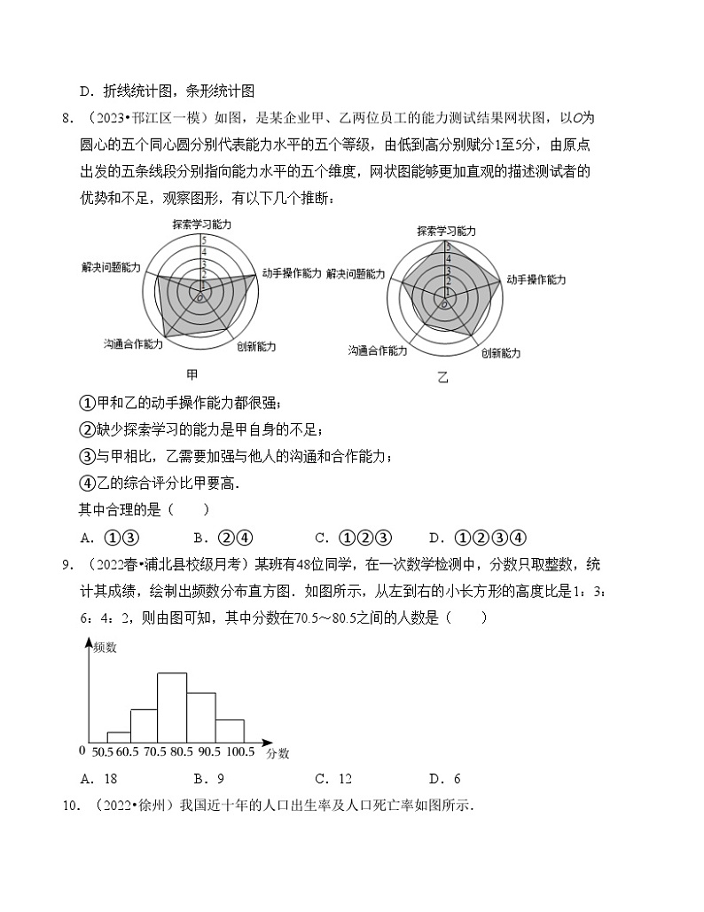 第6章 数据与统计图表 单元测试卷（B卷）（原卷版）第3页