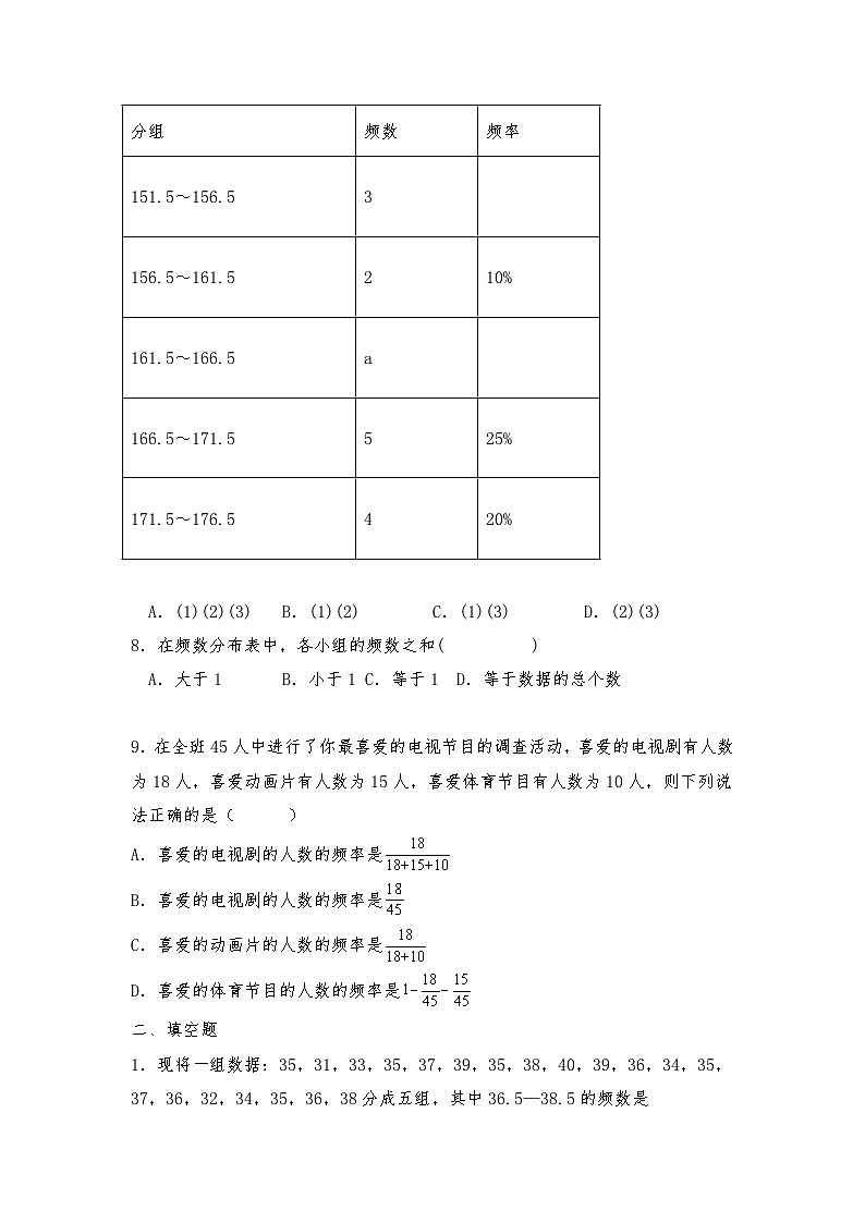 【同步练习】北师大版数学七年级上册-- 6.3.2频数直方图 试题（含答案）02