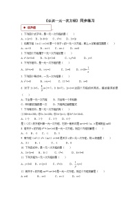 数学5.1 认识一元一次方程优秀课后测评