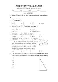 【阶段测试】湘教版数学八年级上册--期末测试数学卷（困难 含答案）