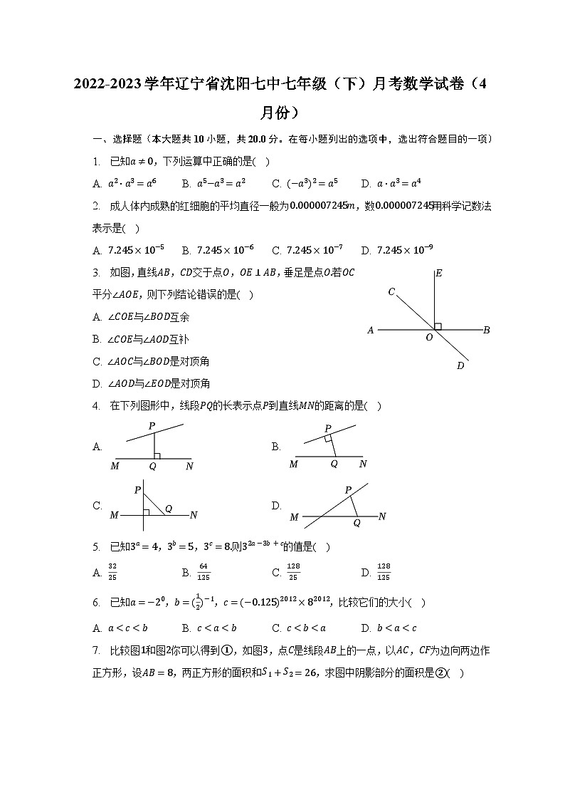 2022-2023学年辽宁省沈阳七中七年级（下）月考数学试卷（4月份）（含解析）01