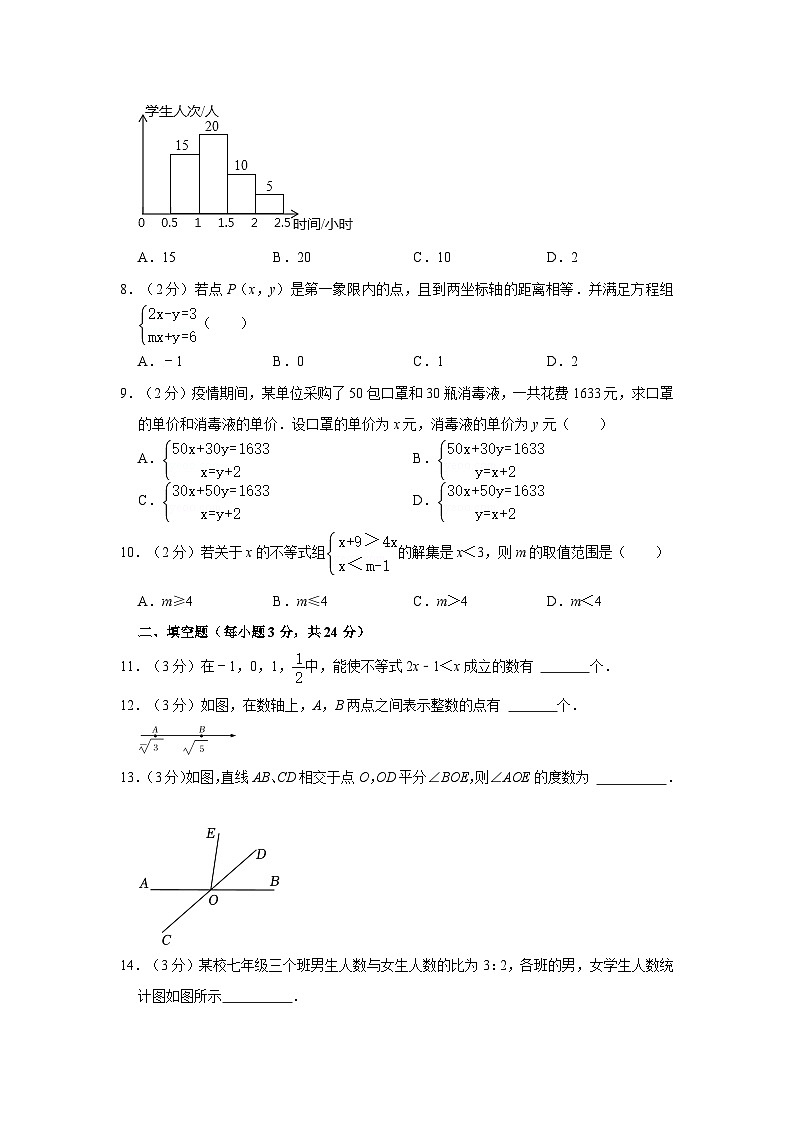 2022-2023学年辽宁省铁岭市某校七年级（下）期末数学试卷（含解析）第2页