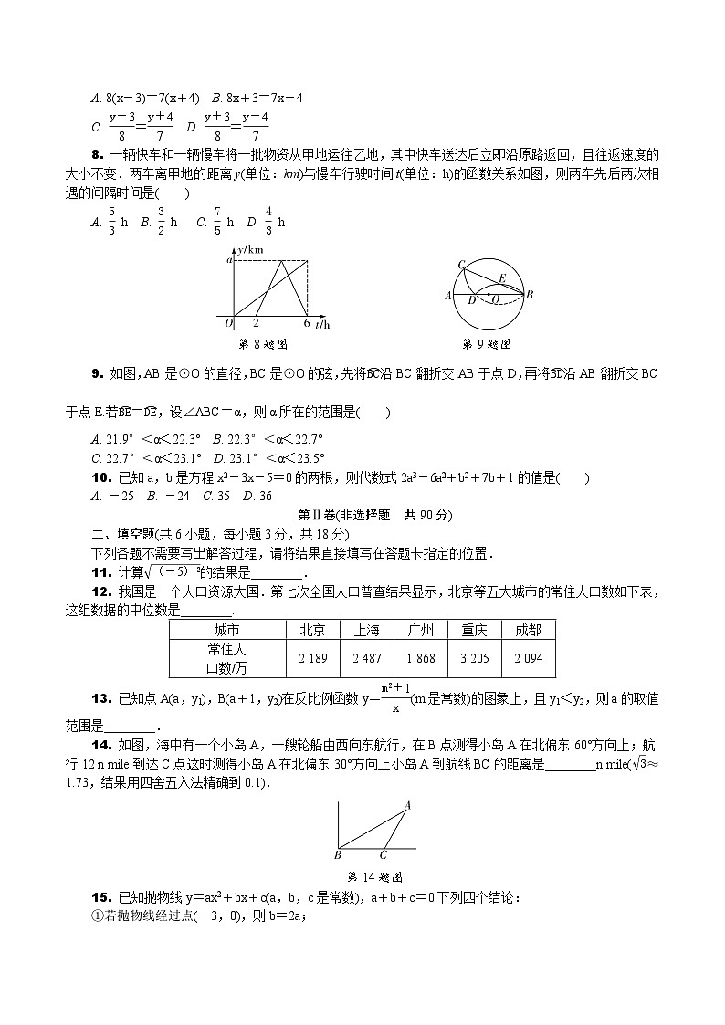 中考数学真题：2021湖北武汉初中学业水平考试02