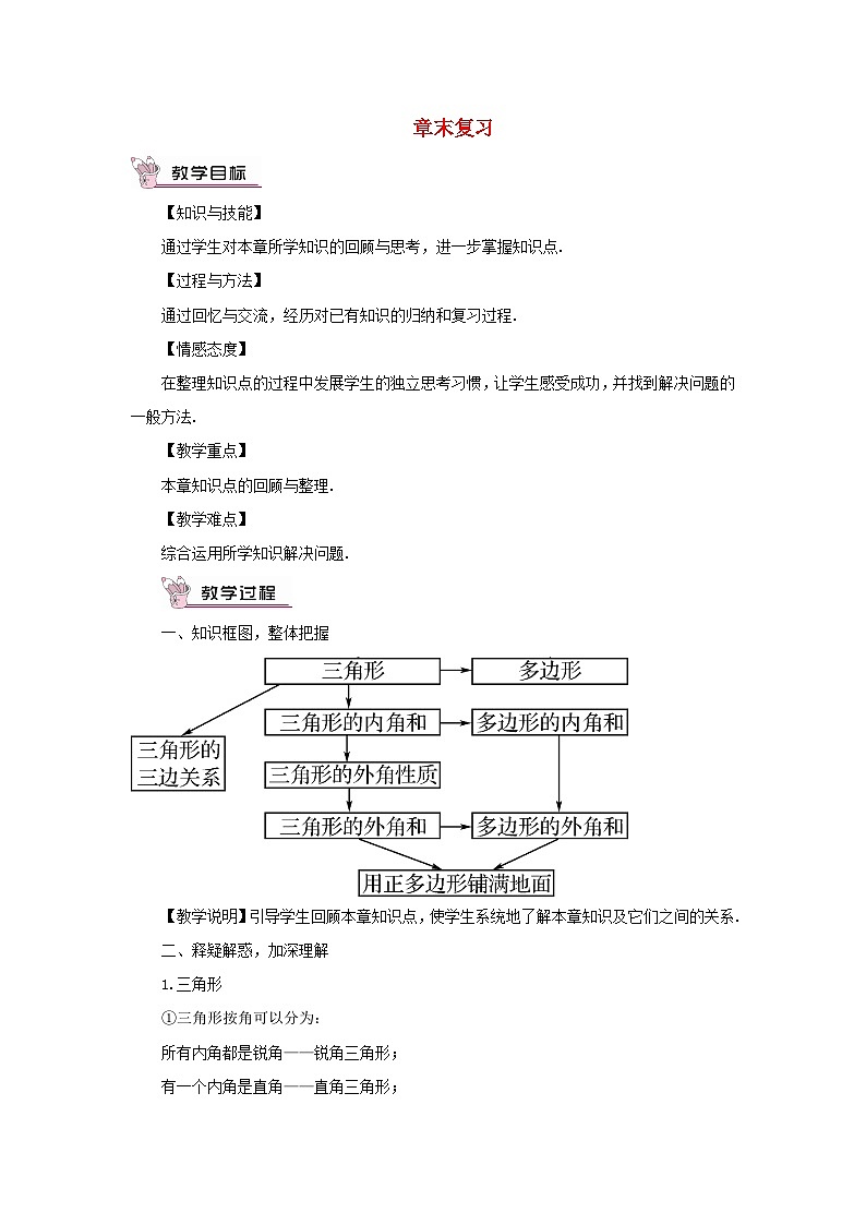 2023七年级数学下册第9章多边形章末复习教案新版华东师大版01