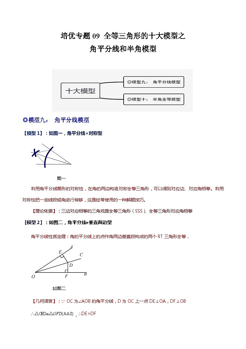 培优专题09 全等三角形十大模型之角平分线和半角模型-2023-2024学年八年级数学上册精选专题培优讲与练（人教版）01