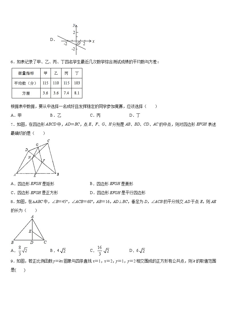 云南省怒江市2022-2023学年七下数学期末综合测试试题含答案02