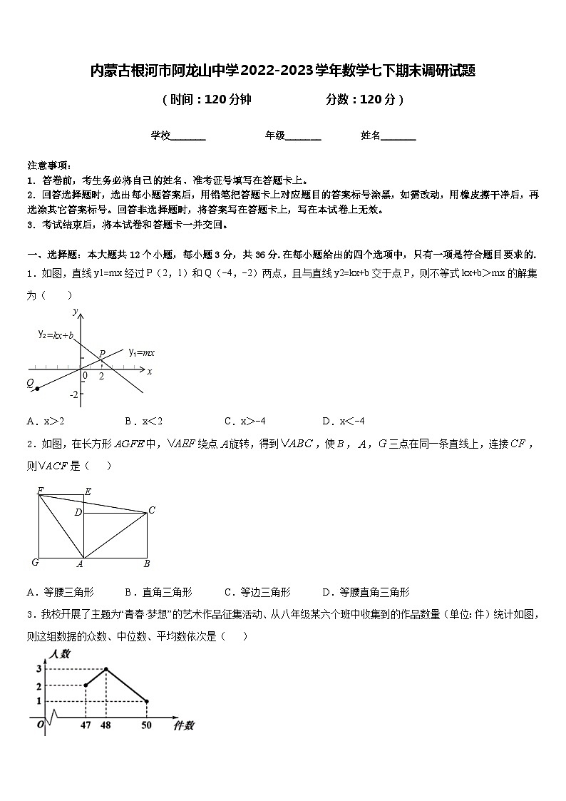 内蒙古根河市阿龙山中学2022-2023学年数学七下期末调研试题含答案01
