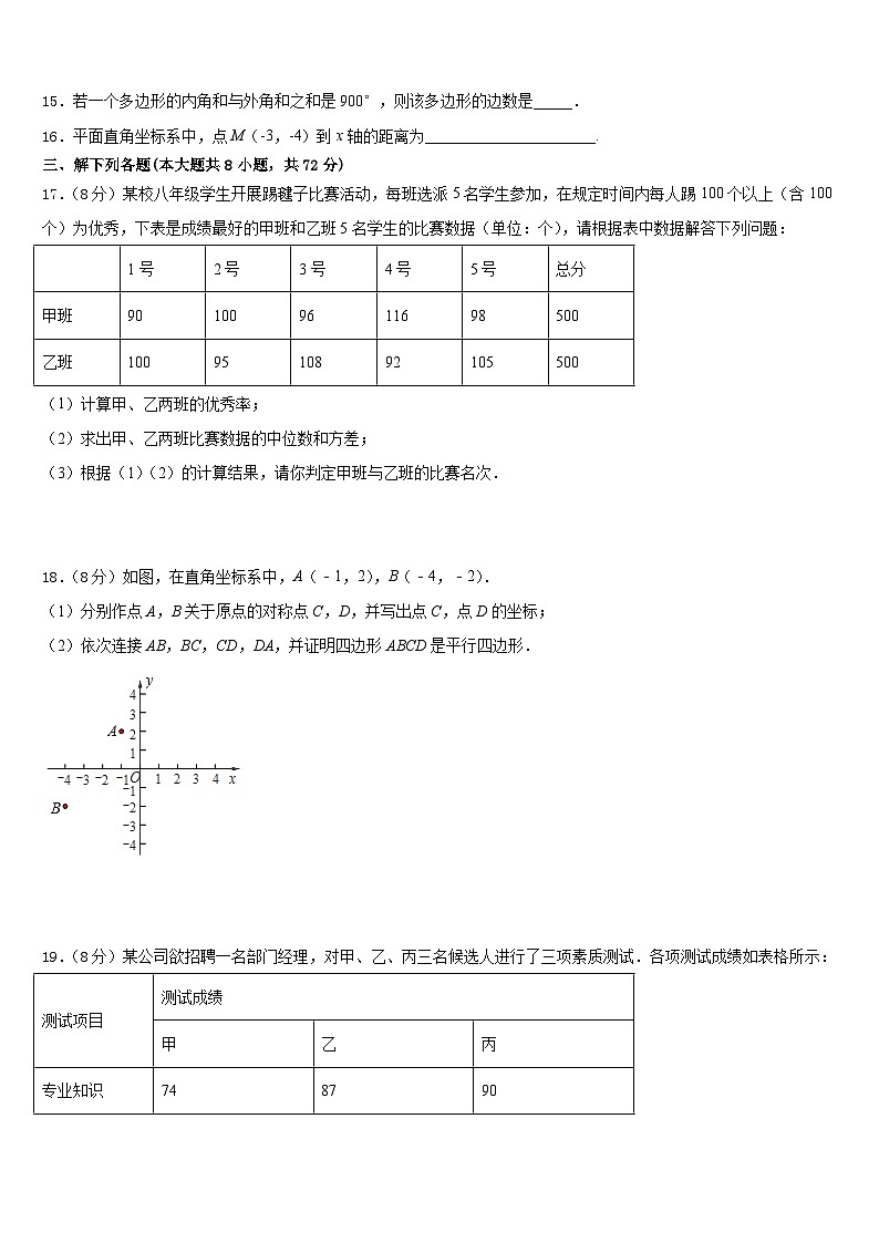 四川省广安市华蓥市第一中学2022-2023学年七年级数学第二学期期末联考试题含答案03
