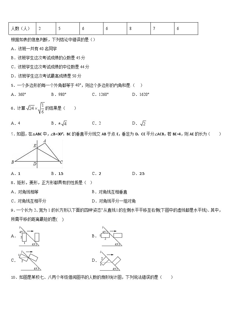 安徽省合肥市包河区48中学2022-2023学年七年级数学第二学期期末统考模拟试题含答案02