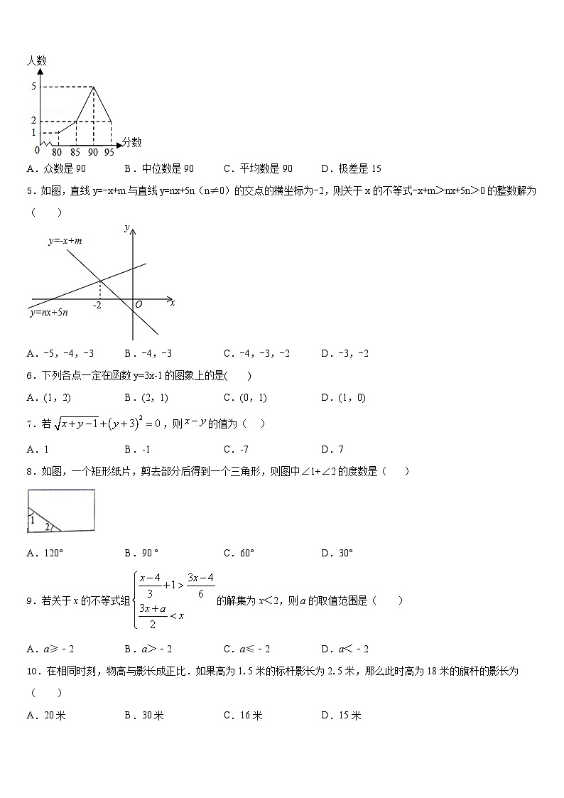 广东省东莞市中学堂镇六校2022-2023学年数学七年级第二学期期末调研模拟试题含答案02