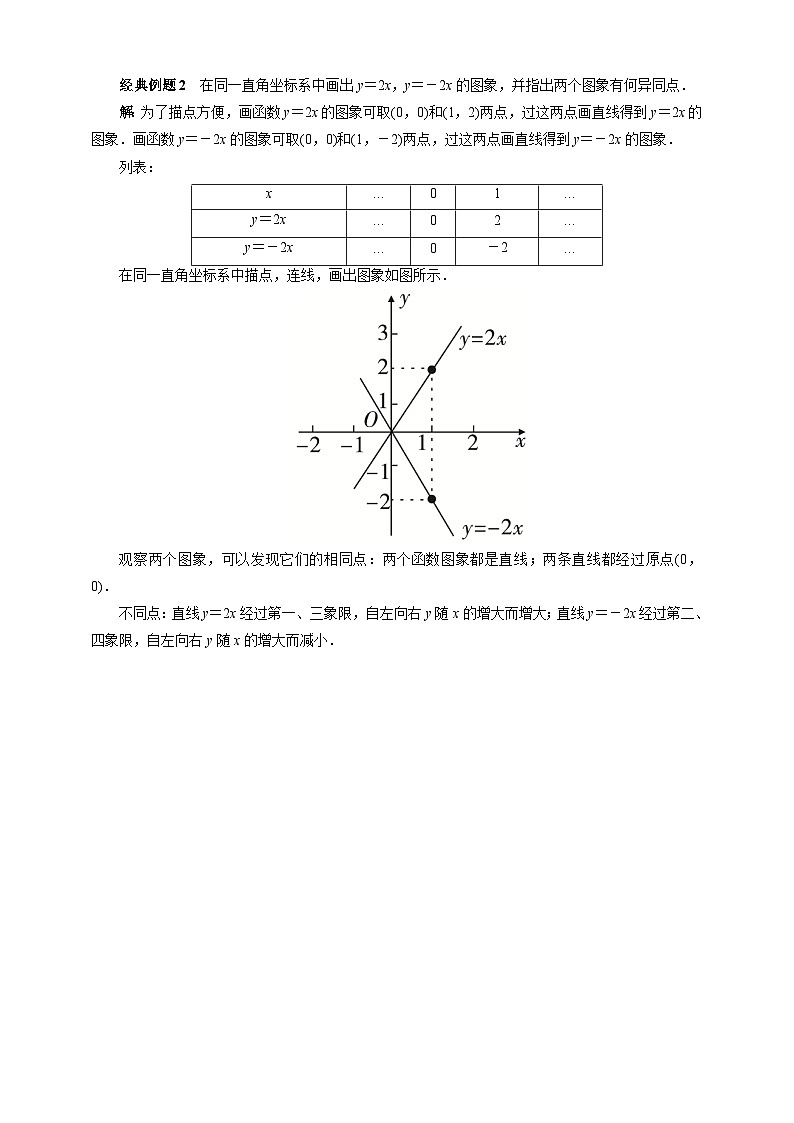沪科版 初中数学 八年级上册 12.2　第1课时　正比例函数的图象和性质 试卷02