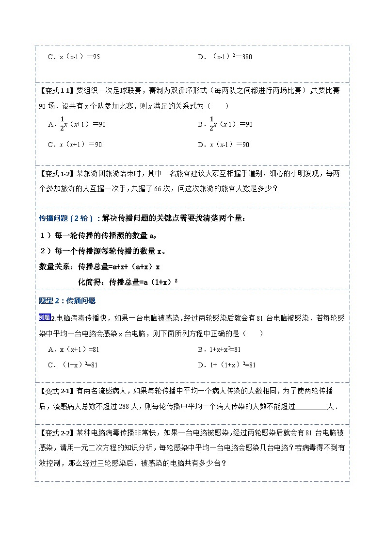 九年级数学上册21.3实际问题与一元二次方程(讲+练)-【重要笔记】2022-2023学年九年级数学上册重要考点精讲精练（人教版）（原卷版）第2页