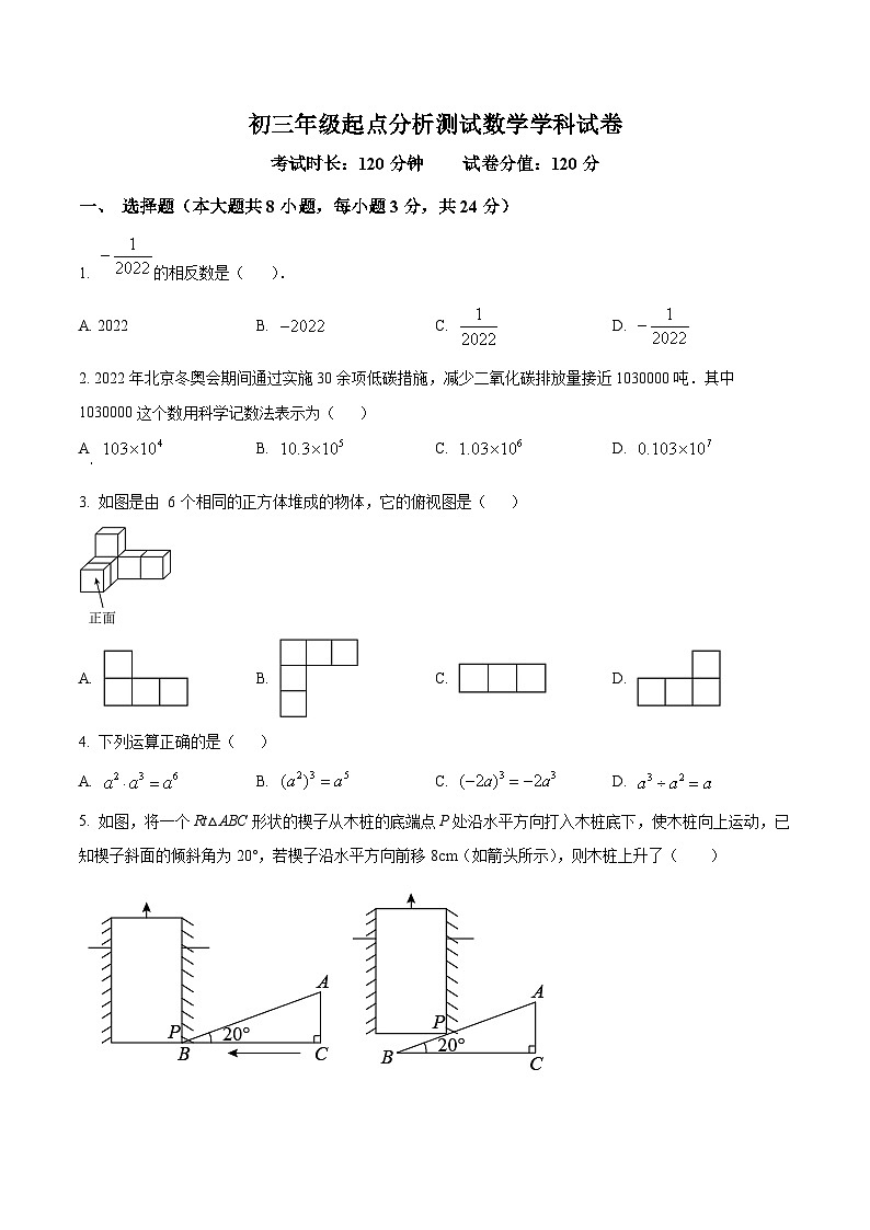 2022-2023学年度吉林省长市东北师大附中明珠学校九年级下学期3月月考数学试题（一模）01