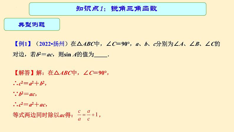 专题中考数学 锐角三角函数（课件）第6页