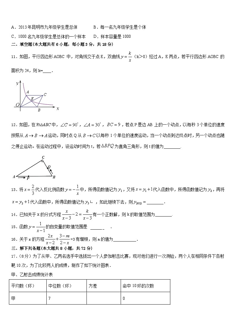 昆明市重点中学2022-2023学年七下数学期末教学质量检测模拟试题含答案第3页