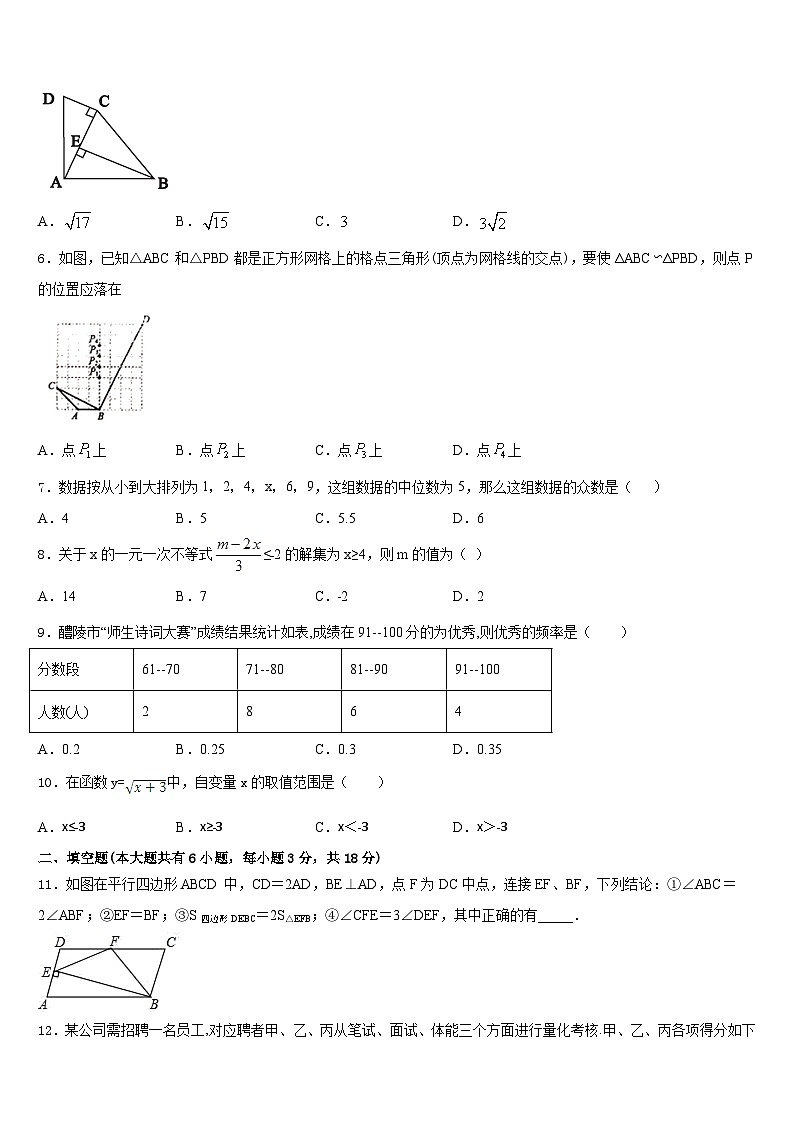 河北省石家庄市部分学校2022-2023学年七年级数学第二学期期末综合测试模拟试题含答案02